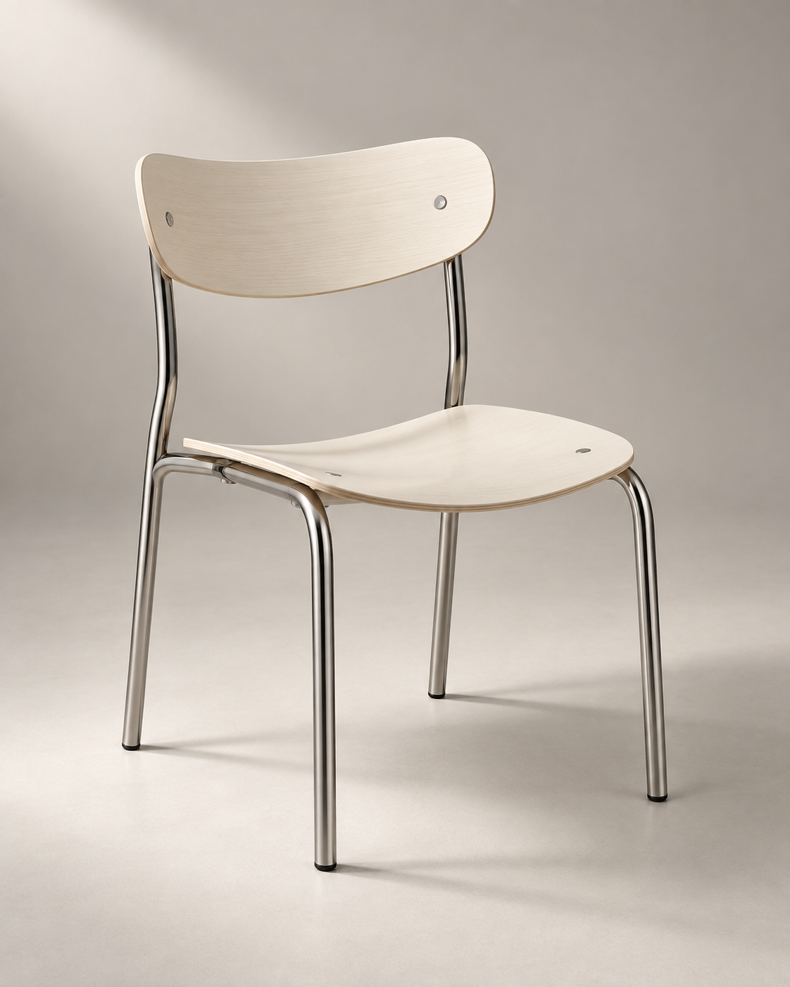 Ivory and chrome chair — illustrative studio production